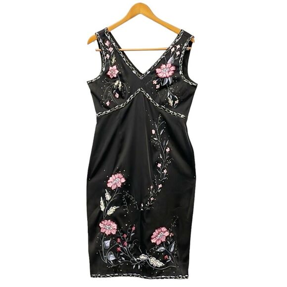 VTG Y2K Spenser Jeremy Pin Up Sheath‎ Dress Cocktail Embroidered Beaded Sequin - Picture 1 of 8